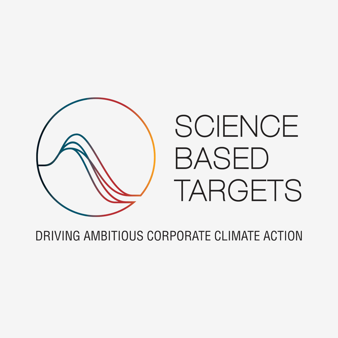 A logo for the Science Based Targets with the strapline driving ambitious corporate climate action