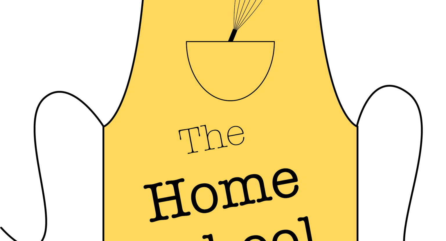 Home School Bistro. An illustrative image of an apron with an image of a bowl and whisk on it and the words "The Home School Bistro"