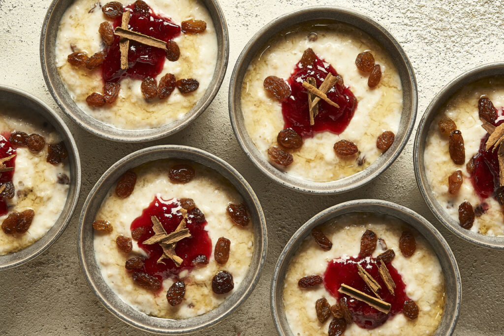 Vitamin D An image of small bowls of porridge with raisins on top