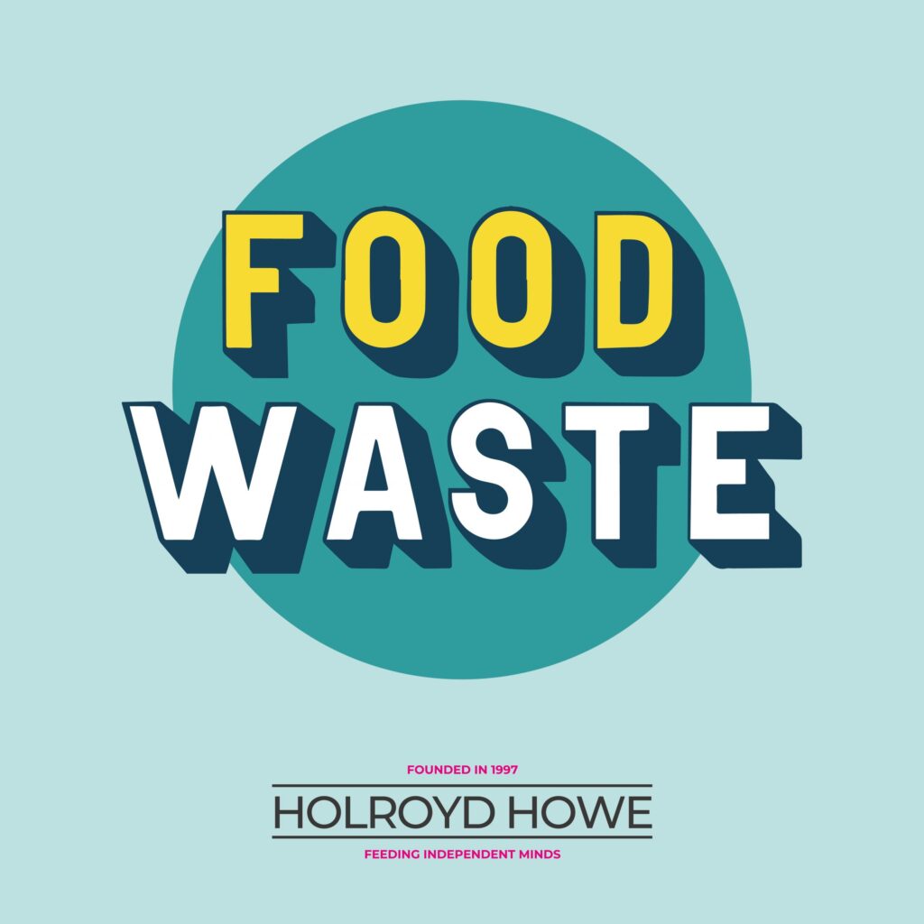 An image of a logo with "food waste" on.